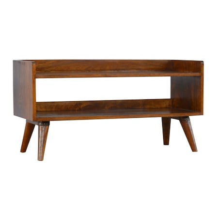Homeroots 35in Brown Linen and Solid Wood Upholstered Storage Bench With Cabinet 717466