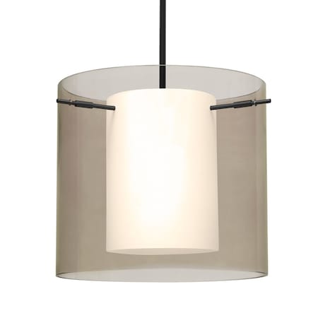 Besa Lighting Besa Pahu 12 Stem Pendant, Transparent Smoke/Opal, Black Finish, 1x 100W MAX E26 Base 1TT-S18407-BK