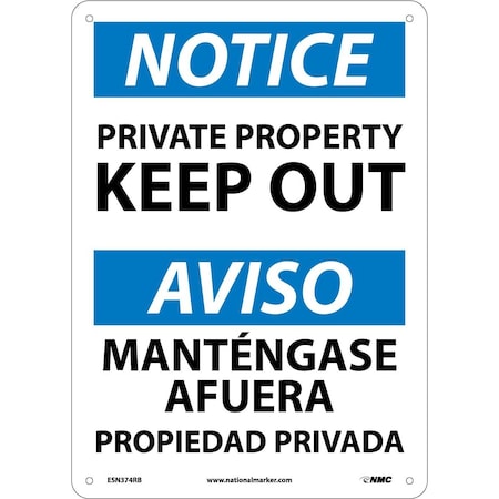 Nmc Notice Private Property Keep Out Sign - Bilingual, ESN374RB ESN374RB