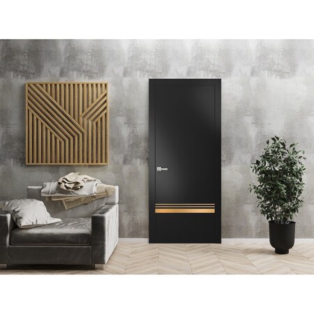 Sartodoors Modern Solid Interior Door with Handle Planum 2010 Black 36x96 Solid Core Modern Interior PLANUM2010ID-BLK-3696