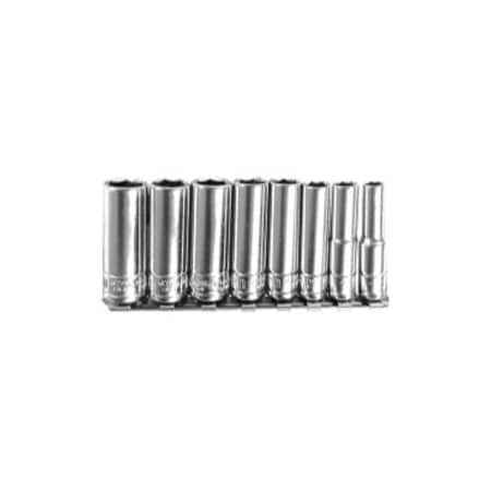 K-Tool International Metric Deep Socket Set, 1/4"Dr, 6Pt, 8 pcs. KTI-26200