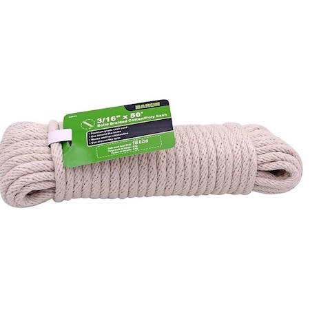 Baron Clothesline, 3/16 in, 50 ft L, Poly, White 52603