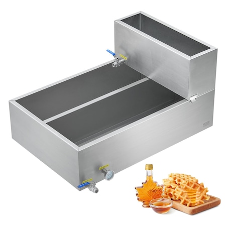 Vevor Maple Syrup Evaporator Pan 304 Stainless Steel with Valves and Thermometer ZFQ-132L-TB