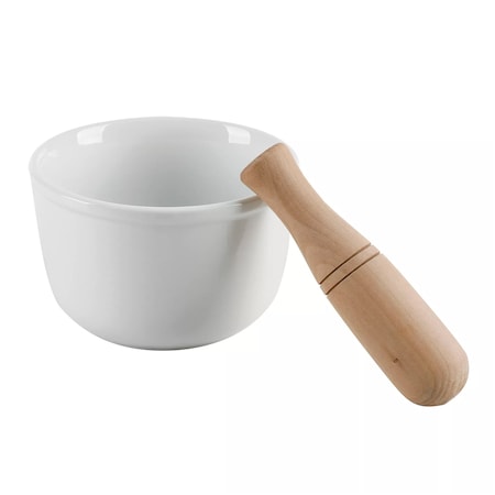 Our Table Simply White 24 Ounce Porcelain Mortar and Pestle Set 133080.01