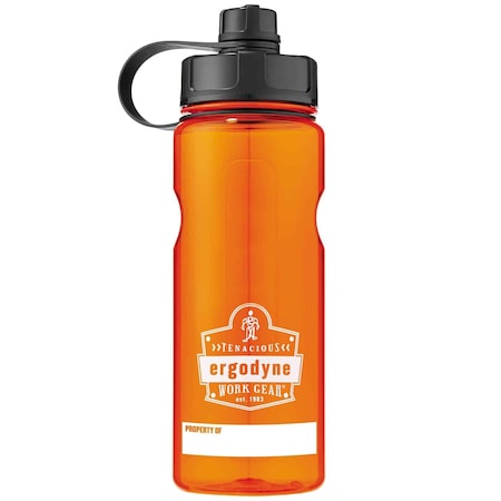 Ergodyne Water Bottle, 1L, Orange, BPA Free 5151