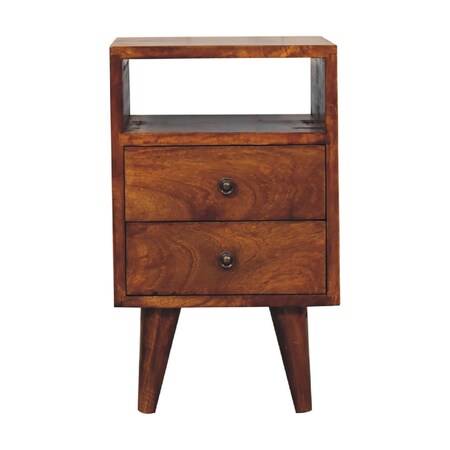 Homeroots 20" Brown Solid Wood Square Two Drawer Nightstand 651577