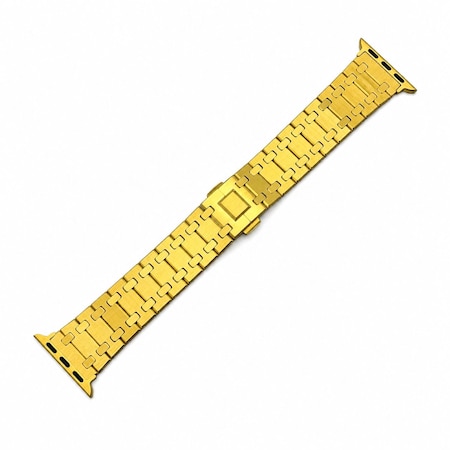 Elegani Octagonal-Style Stainless Steel Replacement Band Compatible with Apple Watch 45mm, Yellow Gold APRO-YGD-45mm