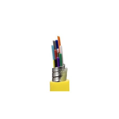 Cable Wholesale Armored Plenum 12 Strand Indoor Fiber Optic Distribution Cable, OS2 9/125 Singlemode, Corning 21F2-012NF