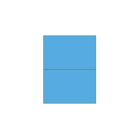 Bubblefast 8 1/2 x 5 1/2'' Fluorescent Bright Blue Rectangle Laser Labels-2 Labels per Sheet BFLL184BB