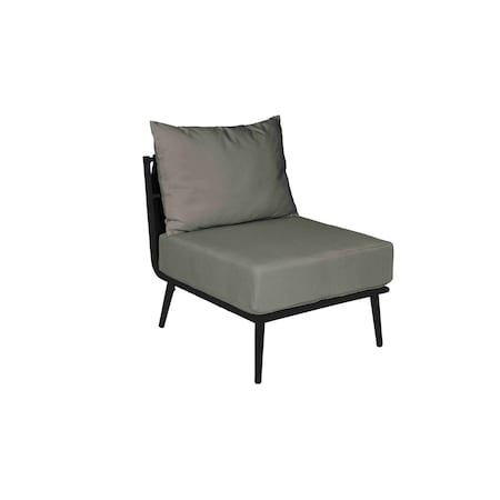 Bfm Seating Cayman Middle Sofa - Black flat rope, Black powder coat aluminum, ganging bracket PHPMBLBL-54048