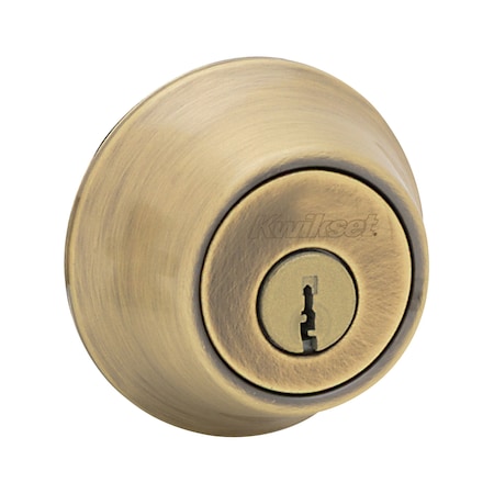 Kwikset Double Cylinder Deadbolt with RCAL Latch and Dual RCS and 5303 Full Lip Strike Antique Brass Finish 665-5.DS