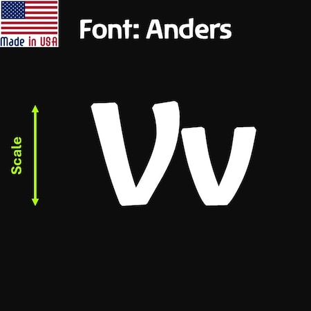 Aacc Self-Adhesive Vinyl Letter: v, Scale: 16 cm. Color: White Font: Anders by, 24PK AACC-Anders-lv-White-M16x24