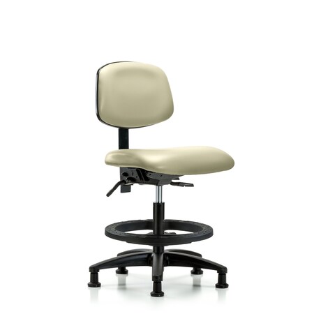Blue Ridge Ergonomics Chair, Vinyl, Med Bench, BF Glides, Wht, No Arms, 22" to 29" Height, Adobe White BR-VMBCH-RG-T0-A0-BF-RG-8501