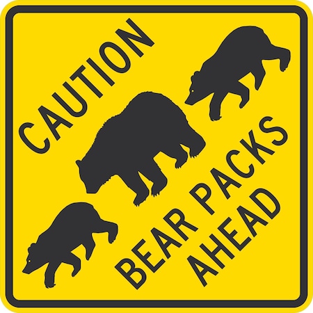 Lyle Bear Packs Ahead With Graphic, 30x30, Diamond Grade, Yellow G-15108-DG_30x30