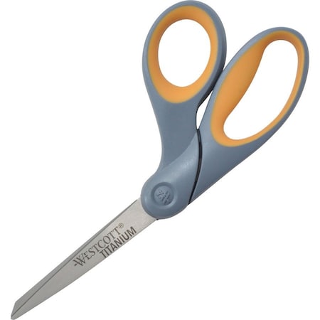 Acme United Westcott Titanium Bonded Scissors with Soft Grip Handles, 8L Bent, GrayYellow, PK6 13731