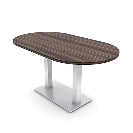 Skutchi Designs Racetrack Conference Table With Power Unit, 36 in W, 60 in L, Brown HAR-RAC-36X60-DOU-H3041-NA