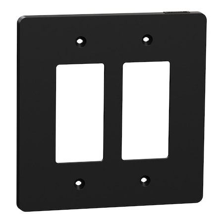 Square D Cover Frame, X Series, Black, Matte Finish, Number of Gangs: 2 Plastic, Matte Finish, Black SQWS141002BK