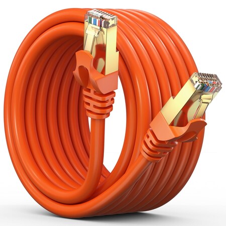 Maximm 12ft Flat Cat7 SFTP Shielded Ethernet Cable, Orange CAT712FTOrange