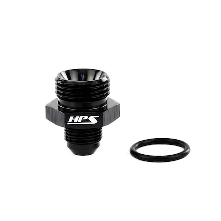 Hps Performance -4 AN Male to -6 O-ring Boss (ORB) Port Thread Male Adapter, Aluminum, Black AN920-04-06