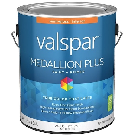 Valspar Medallion Plus 2700 Latex Paint, Acrylic Base, Semi-Gloss Sheen, Tint Base, 1 gal 028.0024003.007