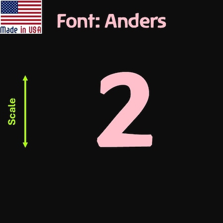 Aacc Self-Adhesive Vinyl Number: 2, Size: 5 cm. Color: Pink Font: Anders, 12PK AACC-Anders-N2-Pink-M5x12