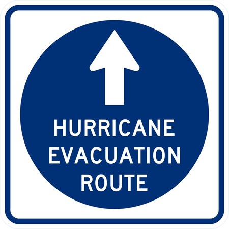 Lyle Hurricane Evacuation Route (Straight Arrow), 24x24, Diamond Grade, White G-13538-DG_24x24