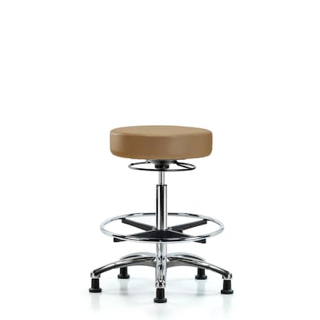 Blue Ridge Ergonomics Vin Stool without Back Chr-High Bench Height with Chr FRandStat Glides in Taupe Trailblazer Vin BR-VHBSO-CR-CF-RG-8584