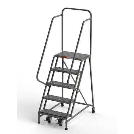 Ega Products 86" H Industrial Rolling Ladder (Square Tube), 5 Steps, 450 lb. Load Capacity L025
