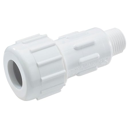 B & K Industries NDS Flo-Control Series CPA-1250 Adapter, 1-1/4 in, Compression x MPT, PVC, White 161-106