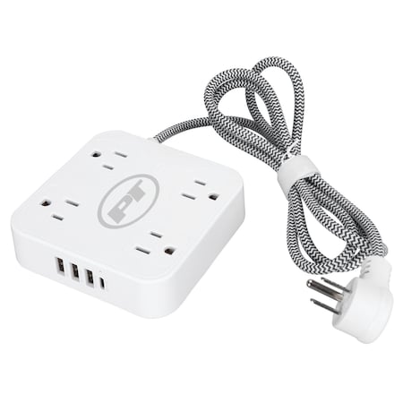 Performance Tool 8-in-1 Multi-Tap Outlet, 4 Outlets 3 USB-C USB Ports, 5ft Cord W2266
