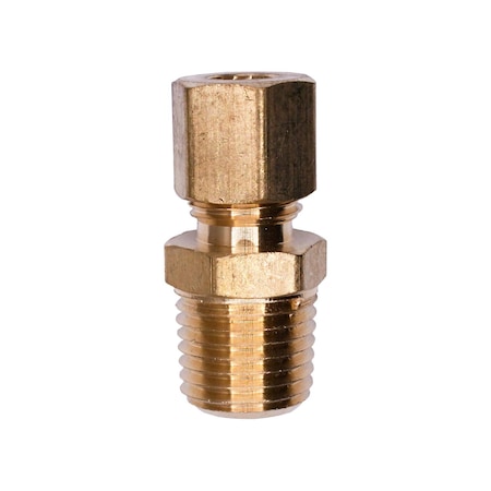 Auveco Brass Male Compression To Pipe Adapter 1/4in Tube 1/4in Pipe, 5PK 122