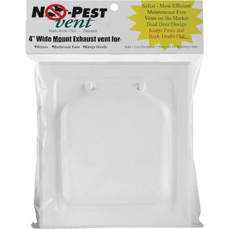 No-Pest 4'' White Plastic Wide Mount Dryer Vent Hood NPWRW