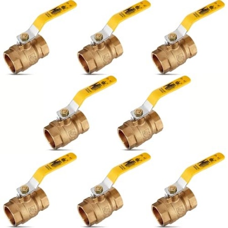 Revalved 1/2" Brass Ball Valve 600 WOG Female Threaded NPT Full Port, Lead-Free, PK8 REV012TH-8PK