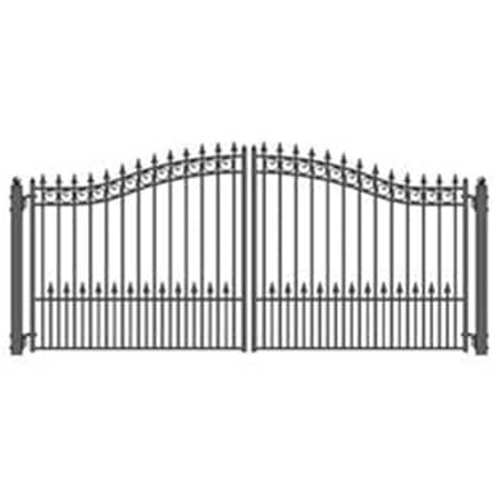 Aleko 12 ft. Prague Style Iron Wrought Dual Swing Driveway Gate DG12PRAD-UNB