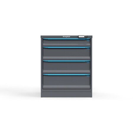 Strong Hold 4 drawer cabinet - (1x 4ft, 2x 7ft, 1x 8ft) - Blue accents - Electronic Lock S3036-PPRAS-0402FS