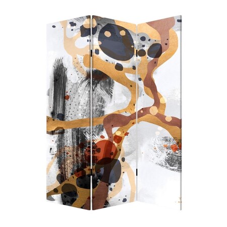 Homeroots 72" Black And White Canvas Folding Three Panel Screen Room Divider 384579