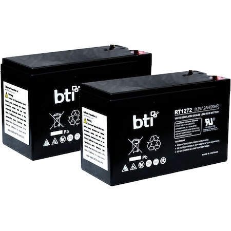 Battery Technology BTI 12V 7.2AH Replacement Lead Acid Battery, 2PK 12V7.2AHT2BATT2PKBTI