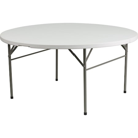 Flash Furniture Round Folding Table, 60.5" W, 60.5" L, 29.5" H, Plastic Top, White DAD-154Z-GG