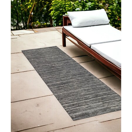 Homeroots 8' Runner Brown and Ivory Striped Stain Resistant Indoor Outdoor Runner Rug 531671