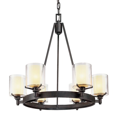 Troy Lighting Arcadia 6 Light Chandelier 25 In. Textured Iron F1716-TRN