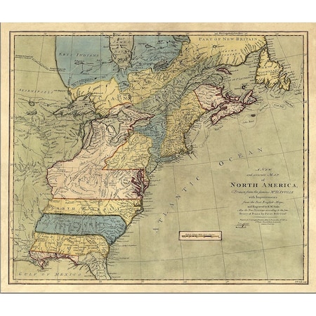 Homeroots Vintage 1652 Map Of Early North America Unframed Print Wall Art 391954