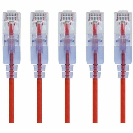 Monoprice CAT6A 2FT RED 5-PK PATCH CABLE_ UTP_ 30AWG_ 10G_ PURE BARE COPPER_ SNA 29429