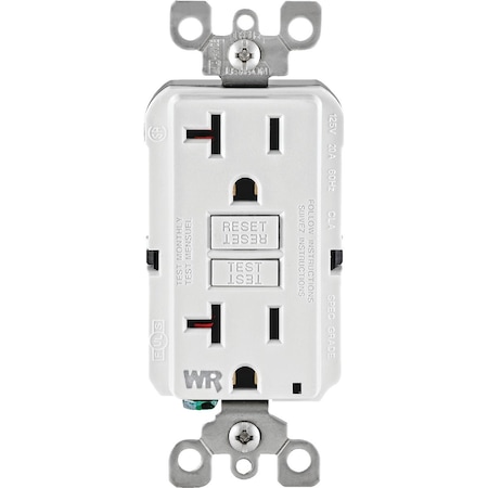 Leviton SmartlockPro Self-Test 20A White Residential Grade Tamper & Weather Resistant 5-20R GFCI Outlet R12-GFWT2-0KW