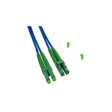 Cable Wholesale LC/APC Armored Fiber Optic Patch Cable, 3.0mm, Singlemode Duplex, YOFC, LSZH, Blue jacket Green LCLC-72002