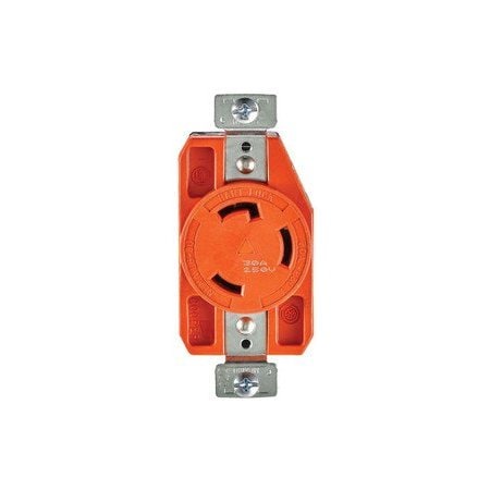Eaton Locking Receptacle, L6-30R, 30 A, 250V AC, 2 Pole, Spring Clamp Terminals, Orange AHIGL630R