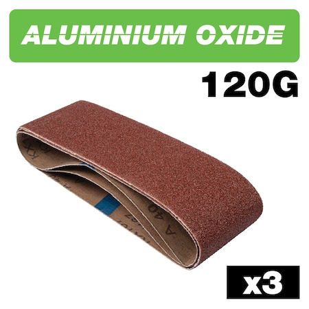 Trend Tool Technology Aluminum Oxide Sanding Belt, 75 x 533mm, 120 Grit, Pack of 3, AB/B75A/120A, 3PK U*AB/B75A/120A