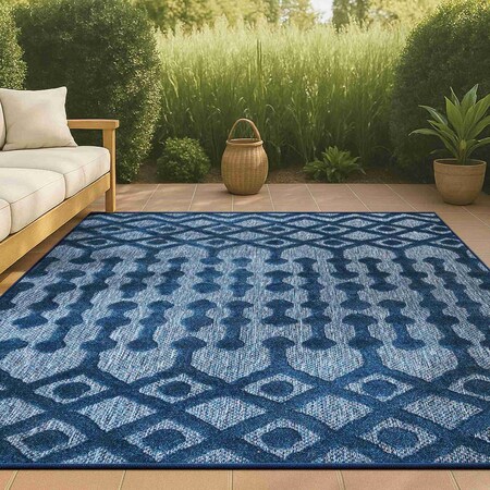 Jonathan Y Peralta Moroccan Diamond Navy 8 ft. x 10 ft. Indoor/Outdoor Area Rug IBZ103B-8