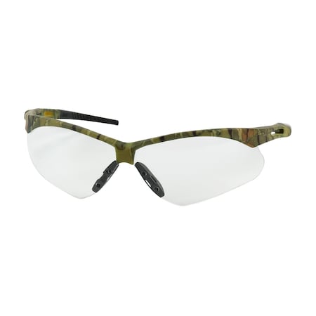 Bouton Optical Semi-Rimless Safety Glasses with Camouflage Frame, Clear Lens and Anti-Scratch Coating 250-AN-10130