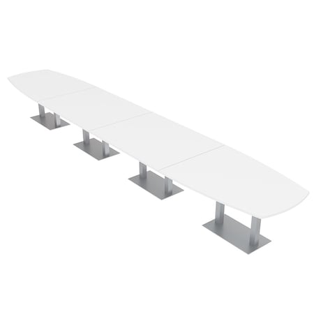 Skutchi Designs Arc Rectangle Meeting Room Table, 45 in W, 240 in L, White HAR-AREC-48X240-DOU-W960