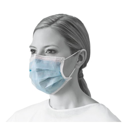 Medline ASTM Level 1 Procedure Face Mask with Ear Loops, Blue, 50PK NON27378Z